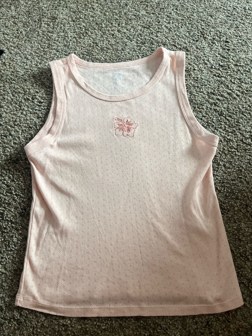 Light Pink Tank Top with Embroidered flower